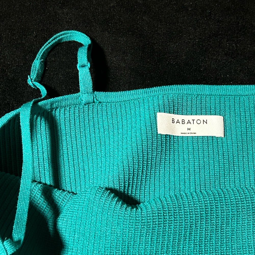 Teal Babaton Ribbed Spaghetti Strap Top: size medium - Picture 3 of 5